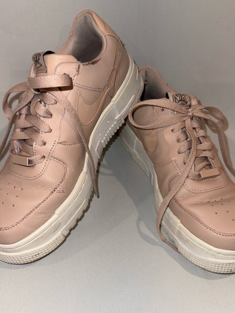 Women’s Blush Pink Leather Platform Sneakers
